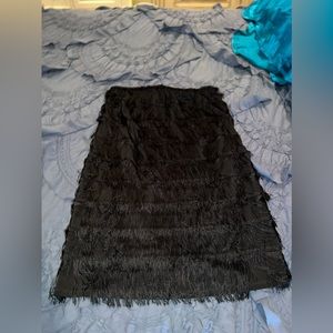 Express Black strapless fringe flapper 1920s dress